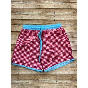 Love and Grow Boys Red Gingham Swim Trunks Shorts 10y